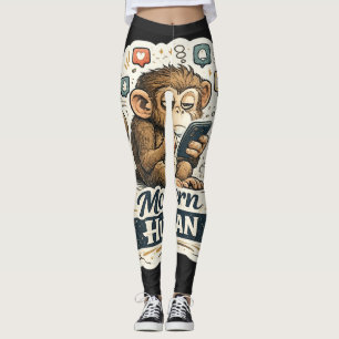 Moderne Mens Funny Monkey Smartphone Sociale Media Leggings