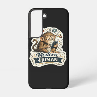 Moderne Mens Funny Monkey Smartphone Sociale Media Samsung Galaxy Hoesje
