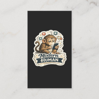 Moderne Mens Funny Monkey Smartphone Sociale Media Visitekaartje