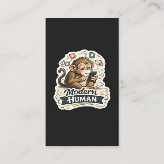 Moderne Mens Funny Monkey Smartphone Sociale Media Visitekaartje (Voorkant)