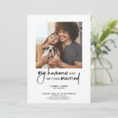 Moderne mensen die getrouwd zijn 4 Foto Verloving Kaart (Staand voorkant)