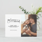 Moderne mensen trouwen 2 Foto Verloving Kaart (Staand voorkant)