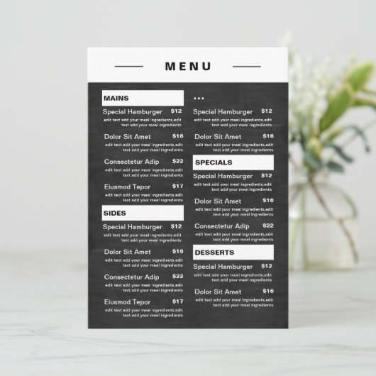 Moderne menu Drinken restaurant | Prijslijst (Staand voorkant)