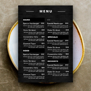 Moderne menu Drinken restaurant   Prijslijst