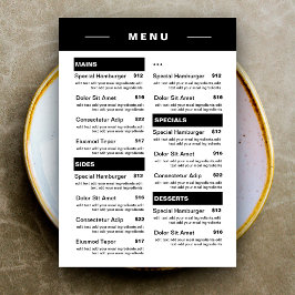 Moderne menu Drinken restaurant | Prijslijst