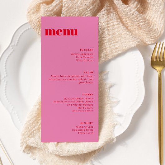 Moderne menu voor minimale roze en rode Sjabloon