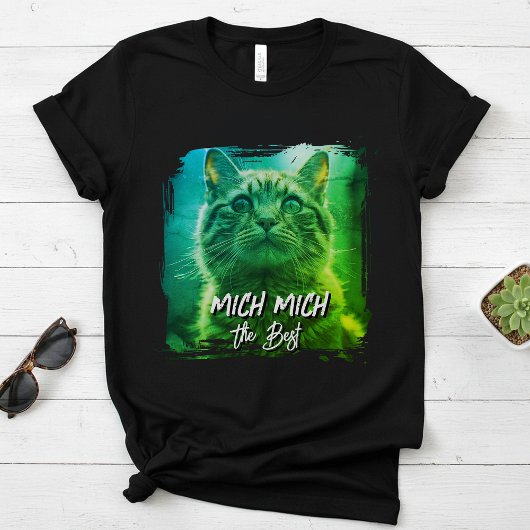 Moderne Meow Frame – Gepersonaliseerde kattennaam T-shirt