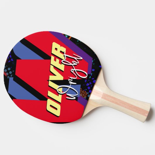 Moderne merknaam Kleurrijk Monogram Tafeltennisbatje (Zijkant)