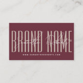 Moderne merknaam toevoegen elegante bordeaux rood visitekaartje (Voorkant)
