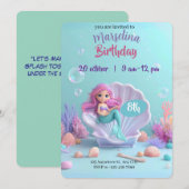 Moderne Mermaid verjaardagsuitnodiging - Maak een Kaart (Voorkant / Achterkant)