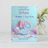 Moderne Mermaid verjaardagsuitnodiging - Maak een Kaart (Staand voorkant)