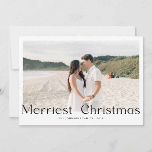 Moderne Merriest Christmas Couples Foto Feestdagenkaart (Voorkant)