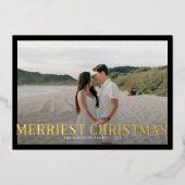 Moderne Merriest Christmas Couples Foto Folie Feestdagenkaart (Voorkant)