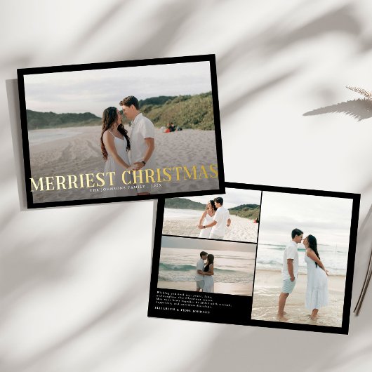 Moderne Merriest Christmas Couples Foto Folie Feestdagenkaart
