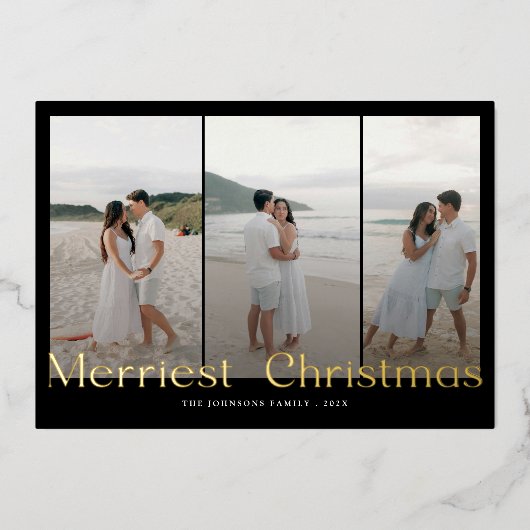 Moderne Merriest Christmas Couples Foto Folie Feestdagenkaart (Voorkant)