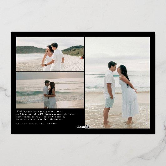 Moderne Merriest Christmas Couples Foto Folie Feestdagenkaart (Achterkant)