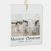 Moderne Merriest Christmas Couples Foto Keramisch Ornament (Rechts)