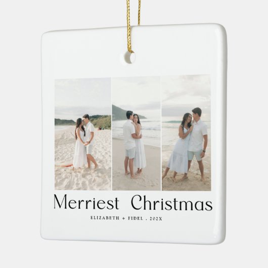 Moderne Merriest Christmas Couples Foto Keramisch Ornament (Links)