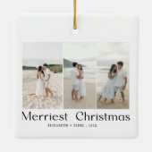 Moderne Merriest Christmas Couples Foto Keramisch Ornament (Achterkant)