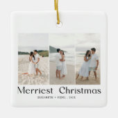 Moderne Merriest Christmas Couples Foto Keramisch Ornament (Voorkant)