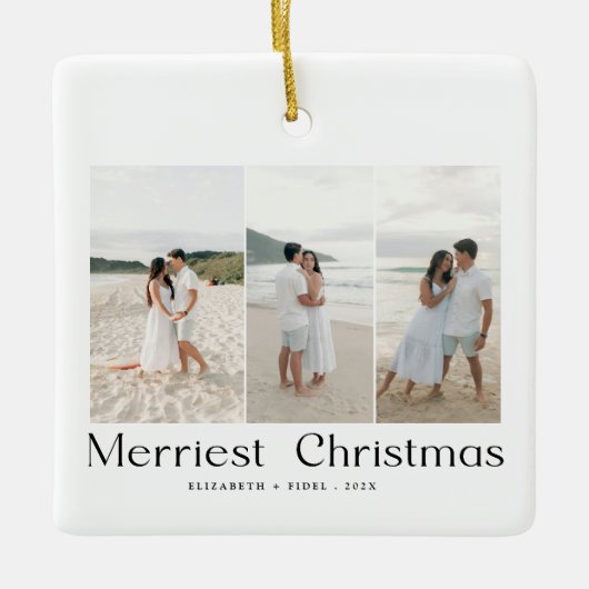 Moderne Merriest Christmas Couples Foto Keramisch Ornament (Voorkant)