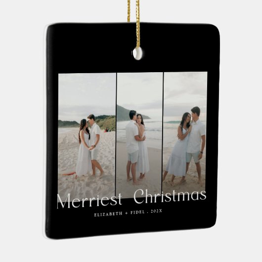 Moderne Merriest Christmas Couples Foto Keramisch Ornament (Rechts)