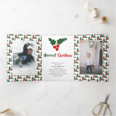 Moderne Merriest Christmas fotocollage Drieluik Wenskaart (Binnen)