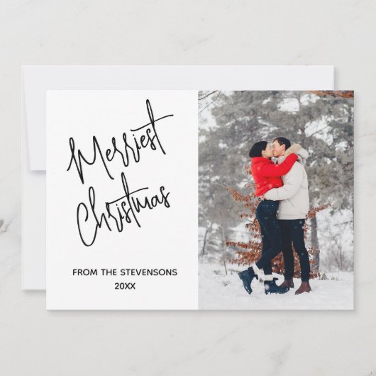 Moderne Merriest Kerstfoto naam Feestdagenkaart (Voorkant)