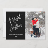 Moderne Merriest Kerstfoto Zwart Feestdagenkaart (Voorkant)