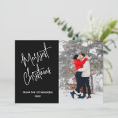 Moderne Merriest Kerstfoto Zwart Feestdagenkaart (Staand voorkant)