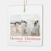 Moderne Merriest Kerstkoppels Foto Rood Keramisch Ornament (Links)