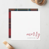 Moderne Merry All Holiday Red en Blue Pset Notitiekaartje (Voorkant / Achterkant in situ)