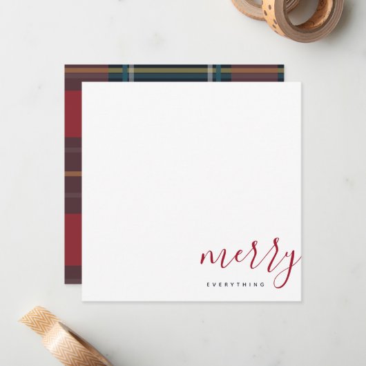 Moderne Merry All Holiday Red en Blue Pset Notitiekaartje (Voorkant / Achterkant in situ)