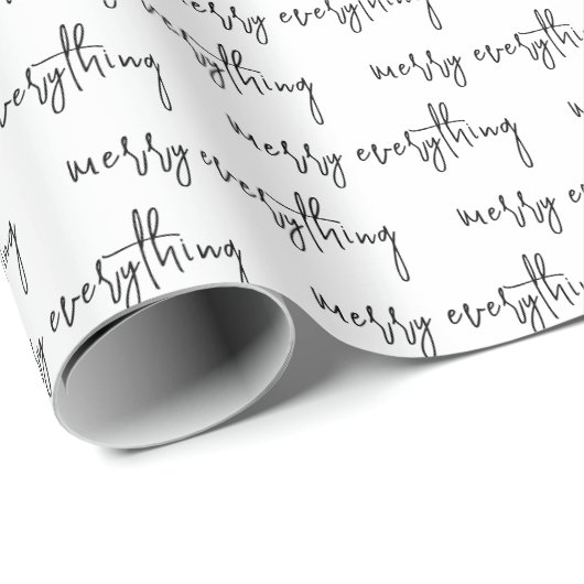 Moderne 'Merry Alles Script'-feestdag Cadeaupapier (Rol Hoek)
