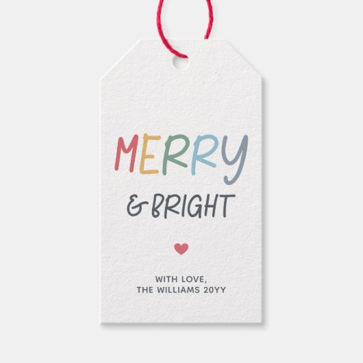 Moderne Merry And Bright-cadeaubijslagen Cadeaulabel (Voorkant)