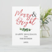 Moderne Merry and Bright groene decoratie Feestdagenkaart (Staand voorkant)