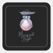Moderne Merry And Bright Kerstbal Pasteltinten Vierkante Sticker (Voorkant)