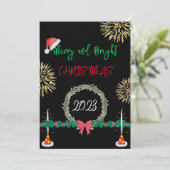Moderne Merry And Bright Kerstmis 2023 plezier Feestdagenkaart (Staand voorkant)