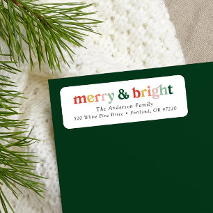 Moderne Merry and Bright Vakantie Retouradres Etiket