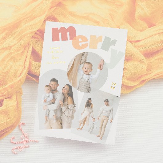 Moderne Merry Arch Kerstvakantie Fotocollage Folie Feestdagenkaart