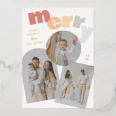 Moderne Merry Arch Kerstvakantie Fotocollage Folie Feestdagenkaart (Voorkant)