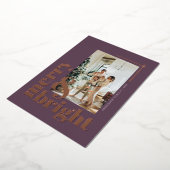 Moderne Merry & Bright Foto Lavendel Kerstmis Folie Feestdagenkaart (Gedraaid)