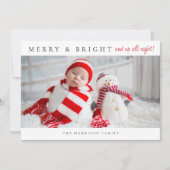 Moderne Merry & Bright geboorte statistieken foto' Feestdagenkaart (Voorkant)