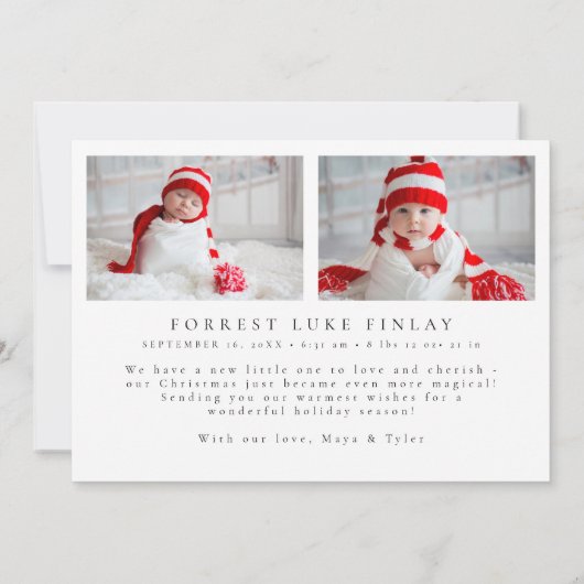 Moderne Merry & Bright geboorte statistieken foto' Feestdagenkaart (Achterkant)