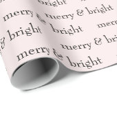 Moderne Merry & Bright Kerstvakantie Roze Zwart Cadeaupapier (Rol Hoek)