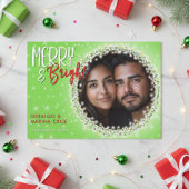 Moderne Merry & Bright Kerstverlichting Groen Feestdagenkaart