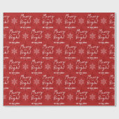 Moderne Merry & Bright Script Sneeuwvlokken Kerstm Cadeaupapier (Vlak)
