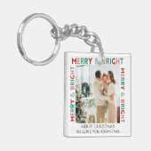 Moderne Merry & Bright Simple Colorful One-foto Sleutelhanger (Voorkant Links)
