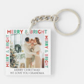 Moderne Merry & Bright Simple Colorful One-foto Sleutelhanger (Achterkant)
