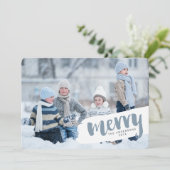 Moderne Merry Brush Letter Vakantiefotokaart Feestdagenkaart (Staand voorkant)